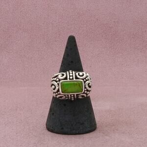 sterling silver chunky gaspeite scroll ring size 7.75